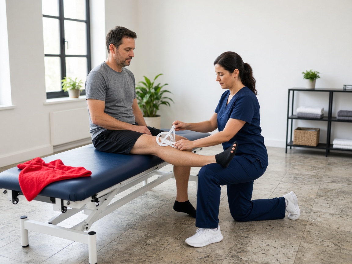 Range-of-motion measurement during a physical therapy visit